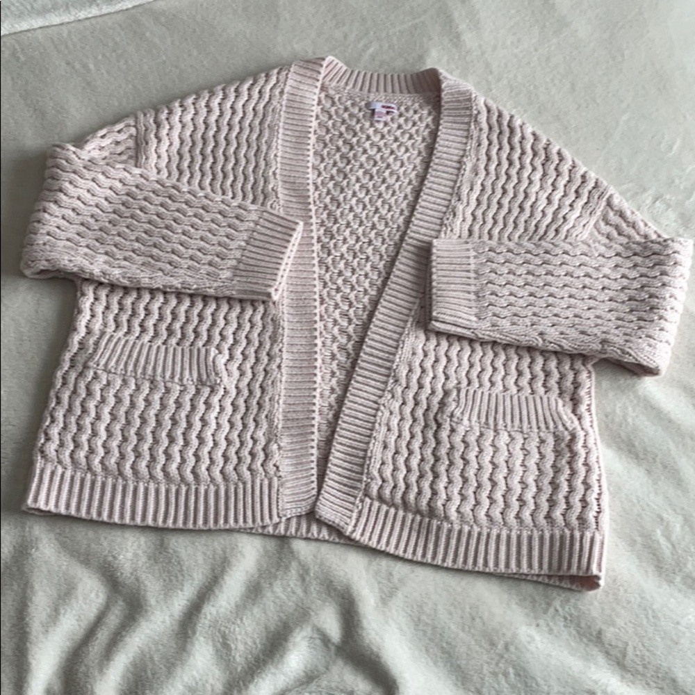 Light Pink Thick Knit Oversized Sweater Cardigan